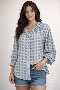 Ruby Rd. Women's Tile Patchwork Silky Pleated Top XL